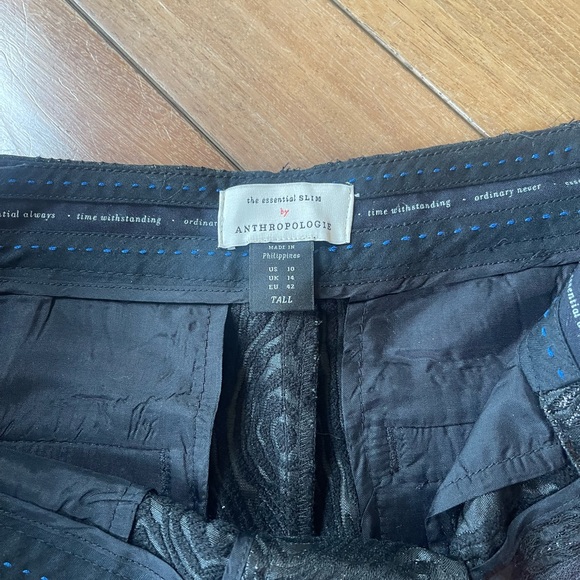 Anthropologie The Essential Slim Textured Black Pants Tall Size 10 - Picture 7 of 15